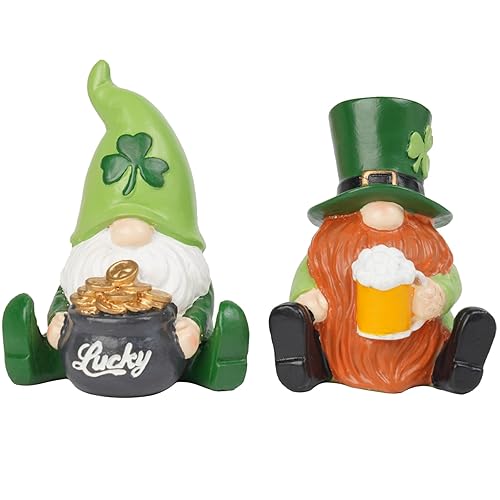 St Patrick's Day Gnome Decorations - 2PC Gnome Figurines with