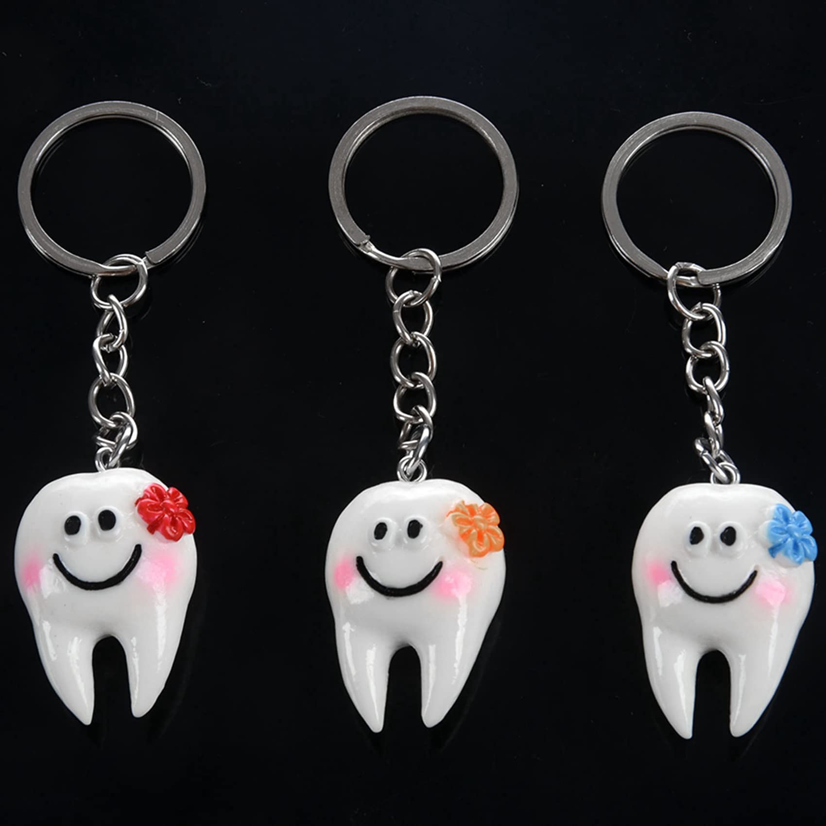 60 Stuecke Schluesselbund Schluesselanhaenger Haenge Zahn Form Suesses Dental Geschenk