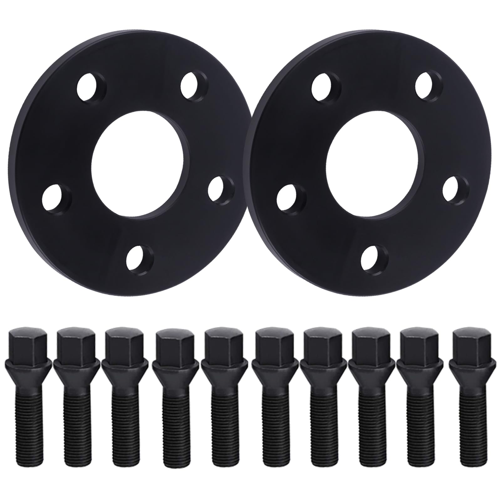 DCVAMOUS 2PC Black 5x112 Wheel Spacers 12mm 66.56 Bore (NO Lip) with 14x1.25 Bolts (45mm Shank Cone Seat) Compatible with BMW-Mini 5 Lug 2016+ X1 |