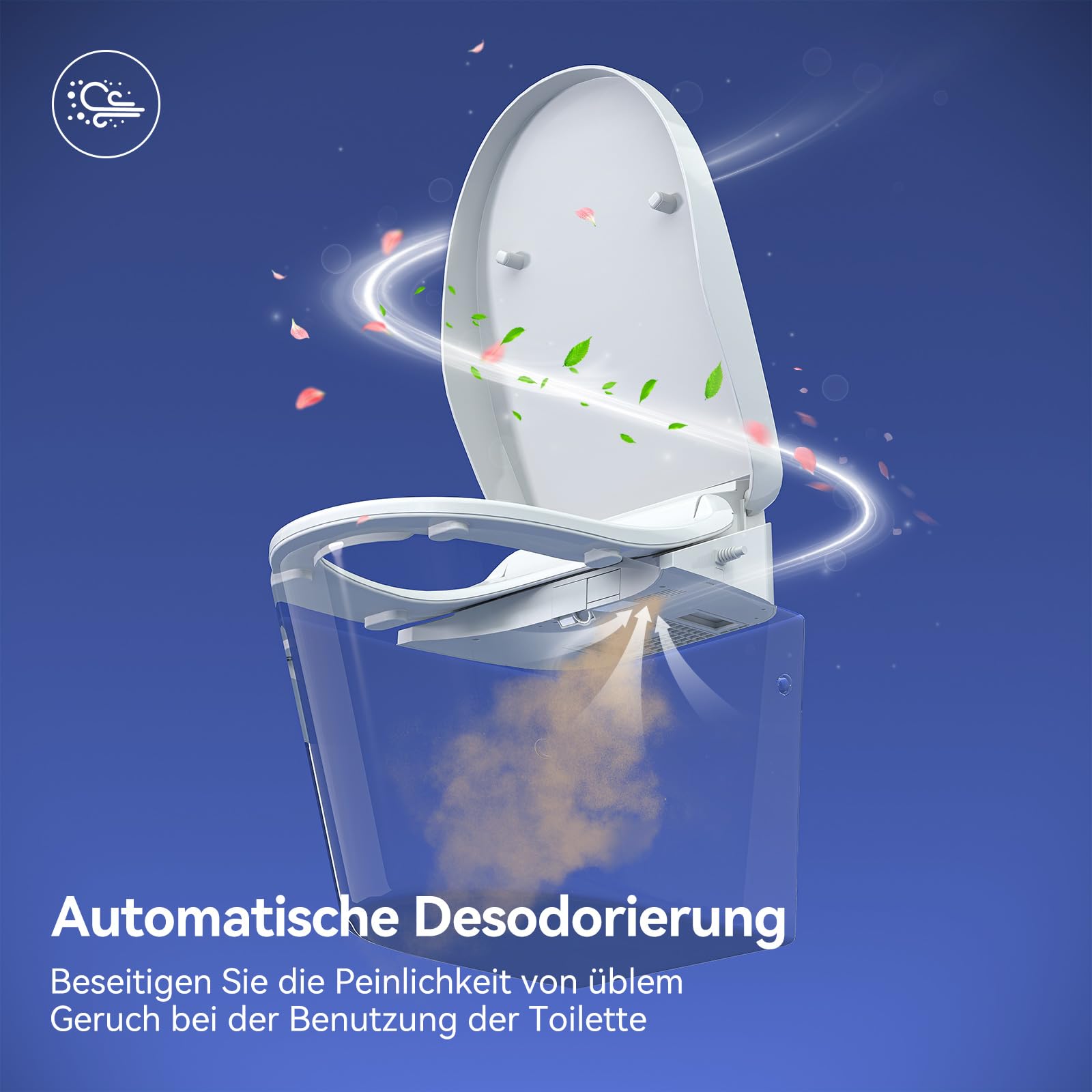 HOROW Elektrischer Bidet Sitz mit Seitentasten Dusch WC Aufsatz 50,5×37,5cm | Beheizter Bidet Sitz mit Selbstreinigende Düse, Frauenfreundlich, Desodorierung, Durchlauferhitzer, Hohe Kompatibilität