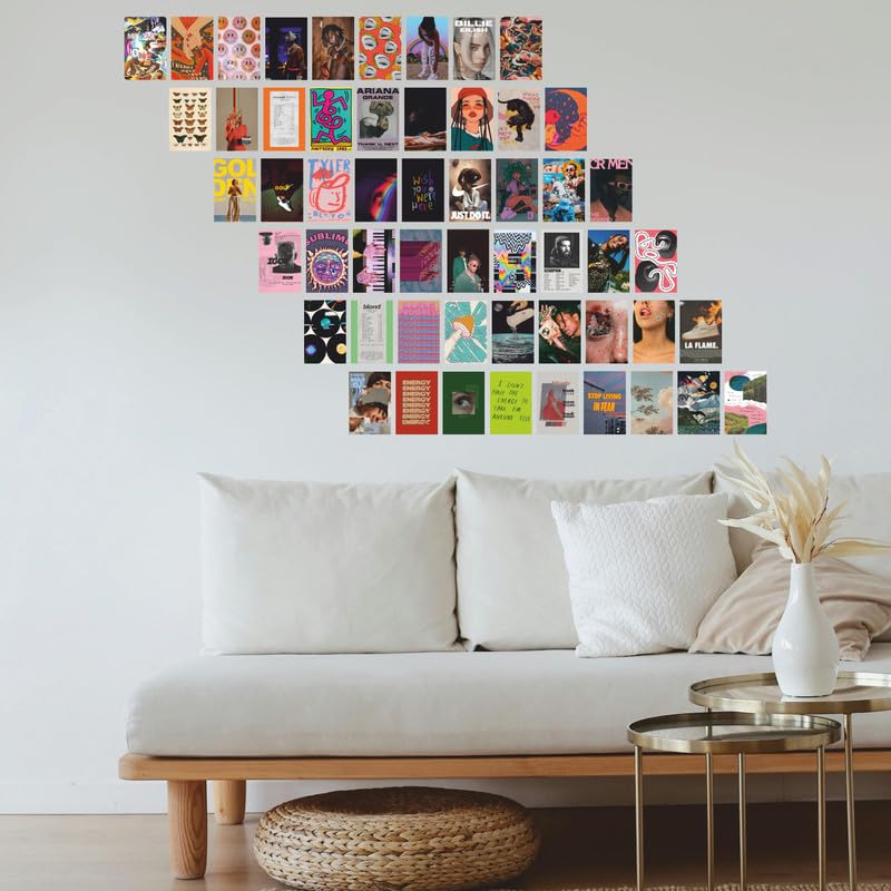 Image of POSTERONN Grunge Wall Collage Kit Set of 54 Aesthetic 4x6 Inch Goth Posters Premium Cardstock Prints with Glue Dots Dark Theme Wall Art for Bedroom Living Room Dorm Office Decoration
