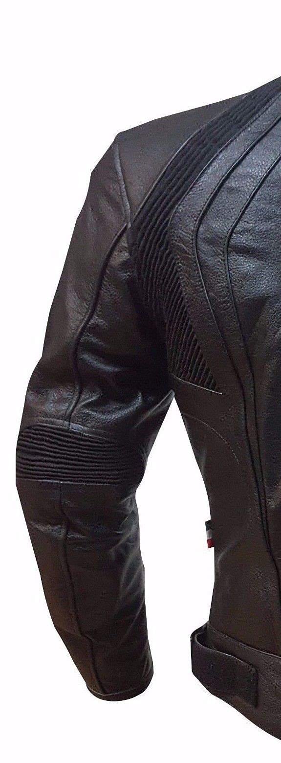BI ESSE - Giacca Giubbotto in pelle da moto, stile Racing/Sport, sfoderatile, Gilet termico rimovibile, Protezioni Certificate (Nero