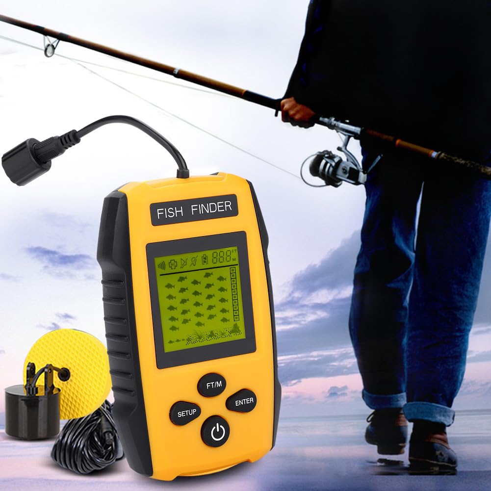 Sonda de pesca portátil con transductor de sensor de sonar y pantalla LCD . Accesorio de pesca .