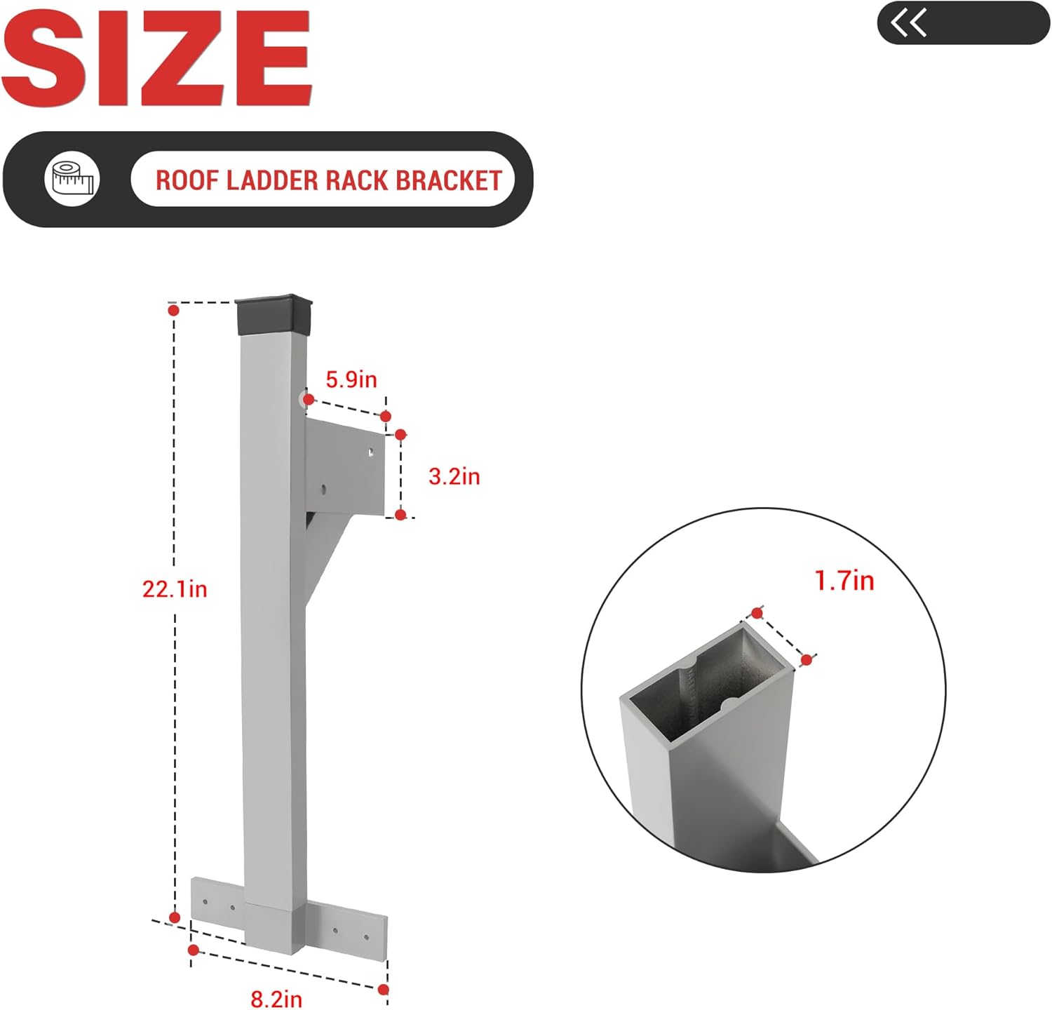 ECOTRIC Roof Ladder Rack Bracket Compatible with Most Enclosed Trailers Cargo Vans Silvery Aluminium Powder Coated Adjustable