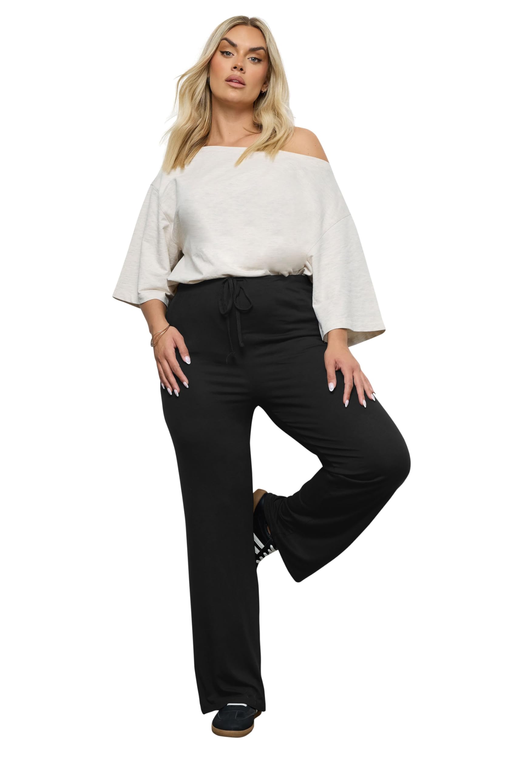 Yours Women's Black Wide Leg Yoga Pants In | : 26/28