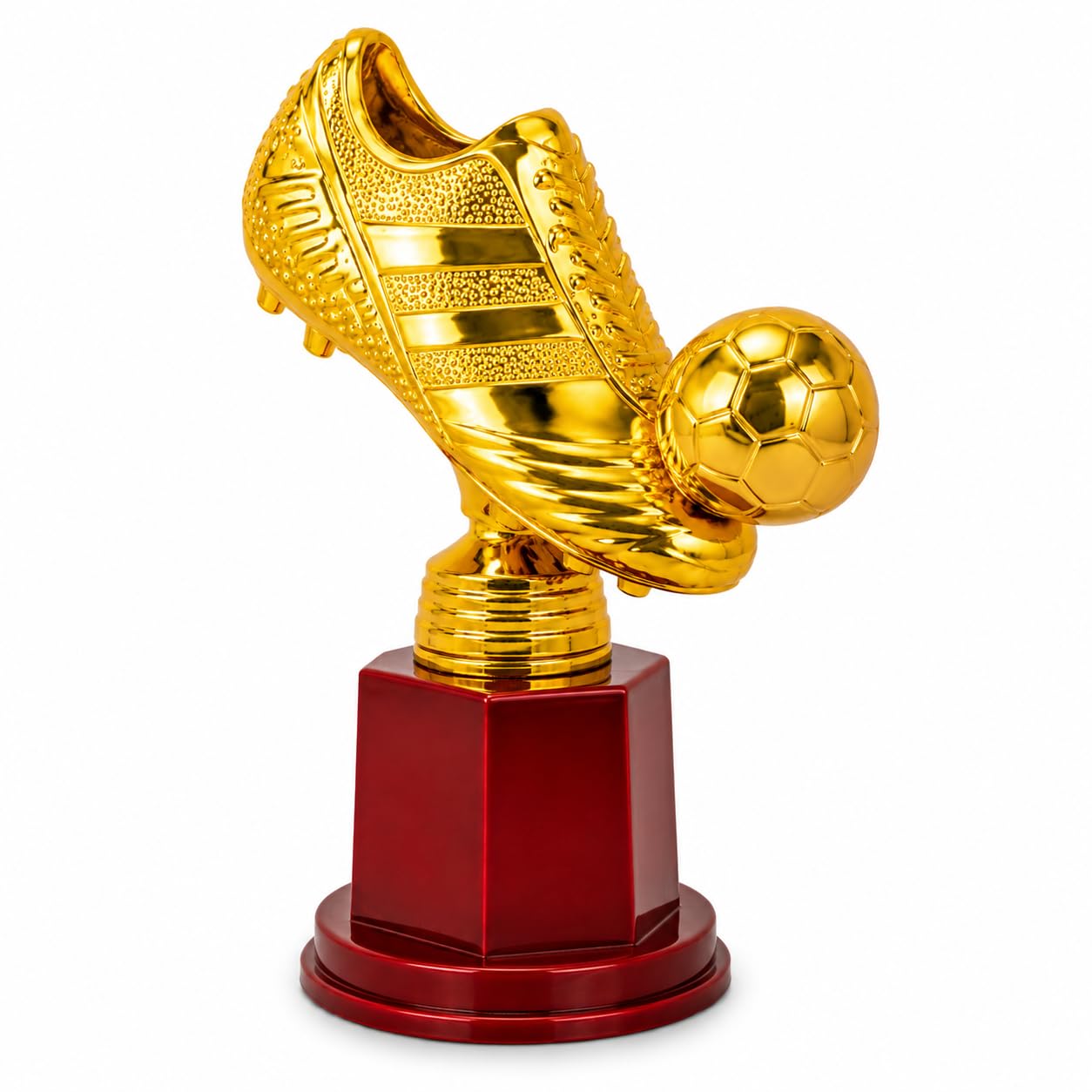 Golden Soccer Boot and Ball Trophy, Football Achievement Award, Red Base-image-4
