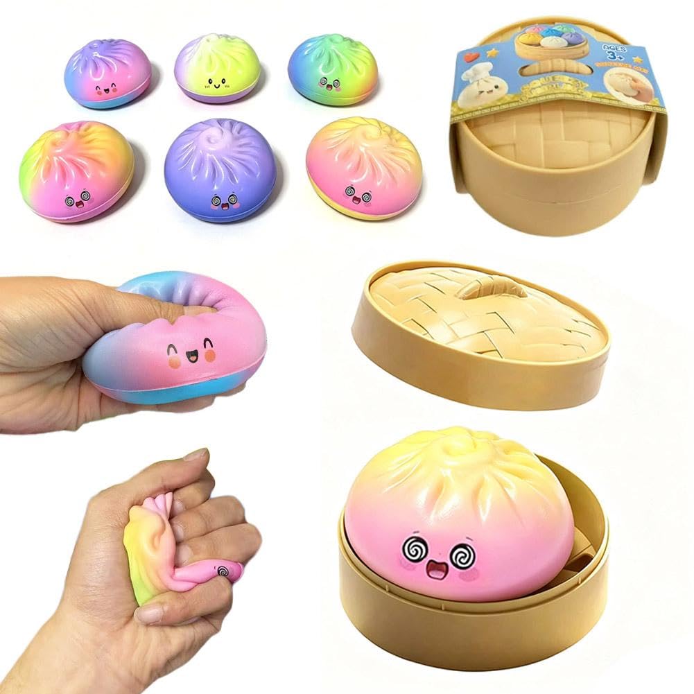 Glitter Dumpling Squishies, 2026 Upgrade Dumpling Squishies Mystery Box, Colorful Dumplings Stress Balls Fidget Sensory Toy, Stocking Stuffers with Food Steamer Stretchy Desk Toys (Clear Pink) — view 26