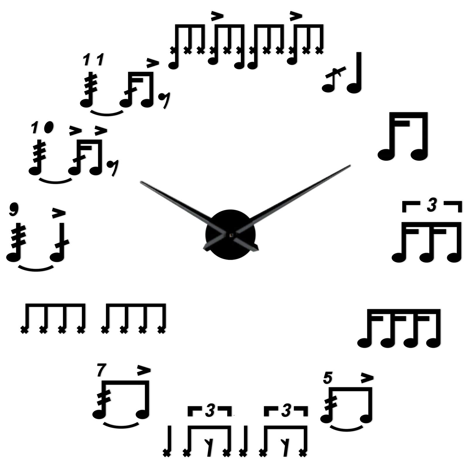 Music note icon Modern Acrylic Clock Kit for Wall Design,3D Frameless Wall Clock with Mirror Stickers for Living Room Decoration-B-47