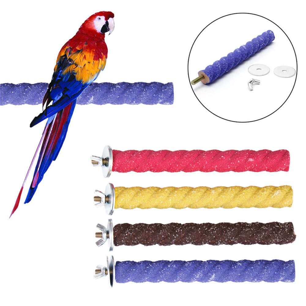 Parrot Perches, 4 Pcs Bird Wood Perch Stand Pet Paw Grinding Toys for Budgies Parakeet Cockatiels Conure, Random - Image 3