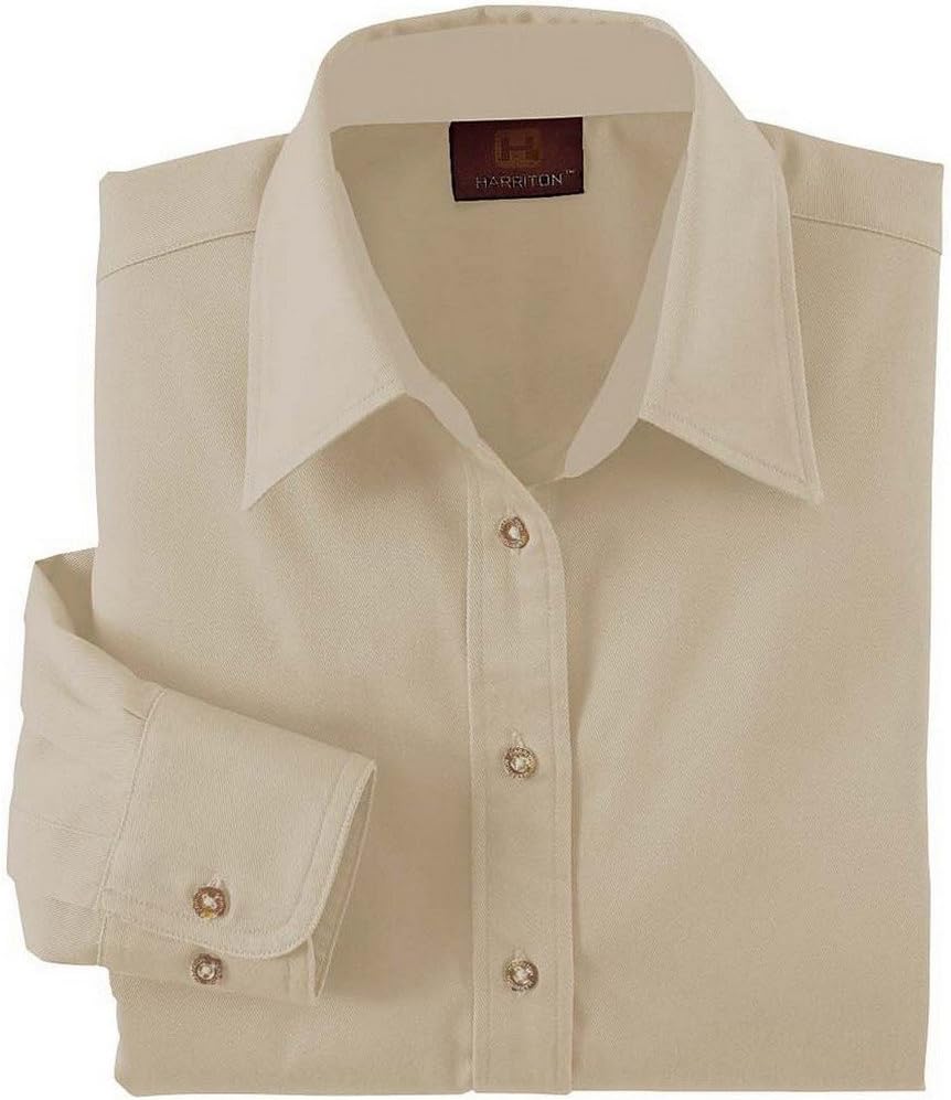 Harriton M500W Ladies L-Sleeve Shirt Stone Medium