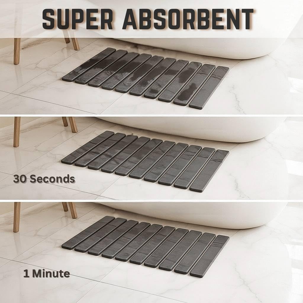 Foldable Stone Bath Mat – Super Absorbent Diatomaceous Earth Bath Mat, Quick Dry Non-Slip Bathroom Floor Mats, Easy to Clean, Stone Drying Mats for Kitchen Counter - Image 7