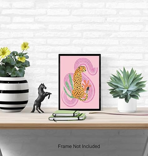 Miniatura 5 de Mid Century Modern Abstract Cheetah LARGE 11x14 - Pink Boho Wall Art - Minimalist Gallery Wall Decor - Aesthetic Room Decor - Bohemian Bedroom Decor