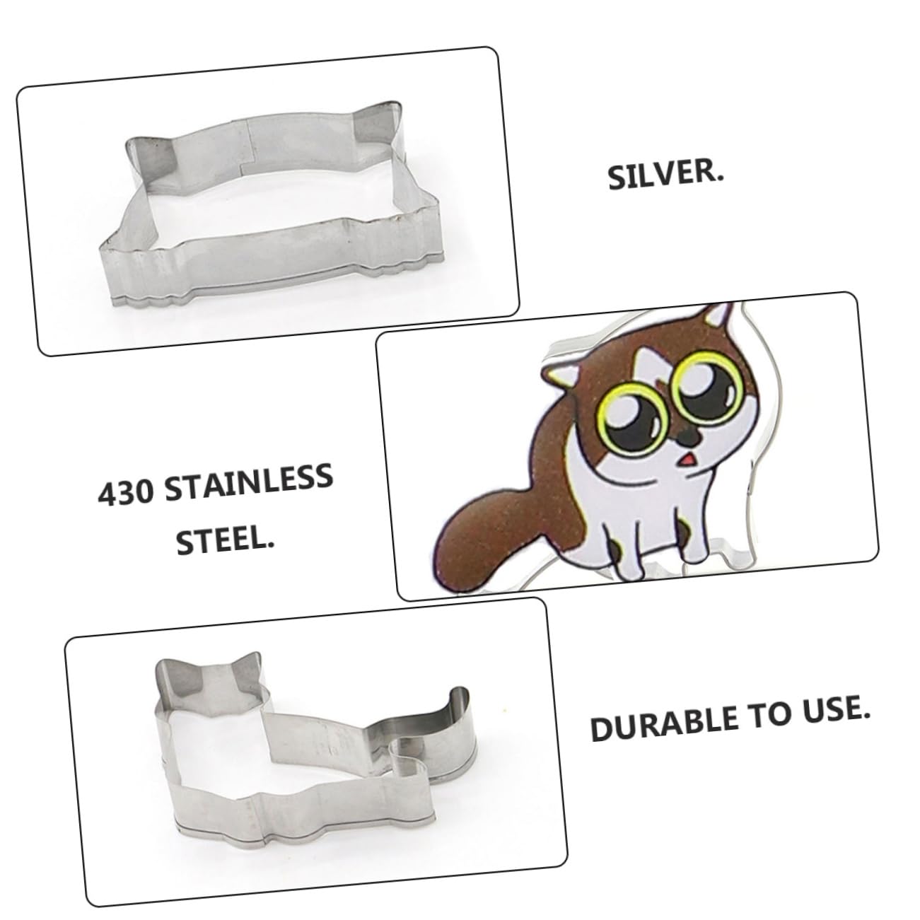 IMIKEYA 3 Juegos 10 Piezas Favores De Fiesta De Gato Molde Para Cortar Frutas Molde De Cakesicles Molde Para Hornear Cortadores De Fondant De Animales Separar Silver Acero Inoxidable 430