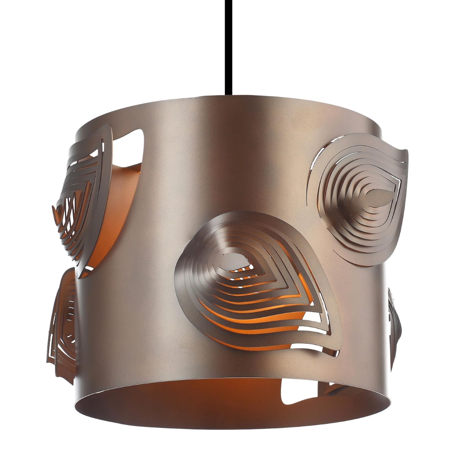Happy Homewares Bronze Contemporary Designer Matte Solid Metal Easy Fit Lamp Shade With Laser Cut Leaves | 22Cm X 30Cm By