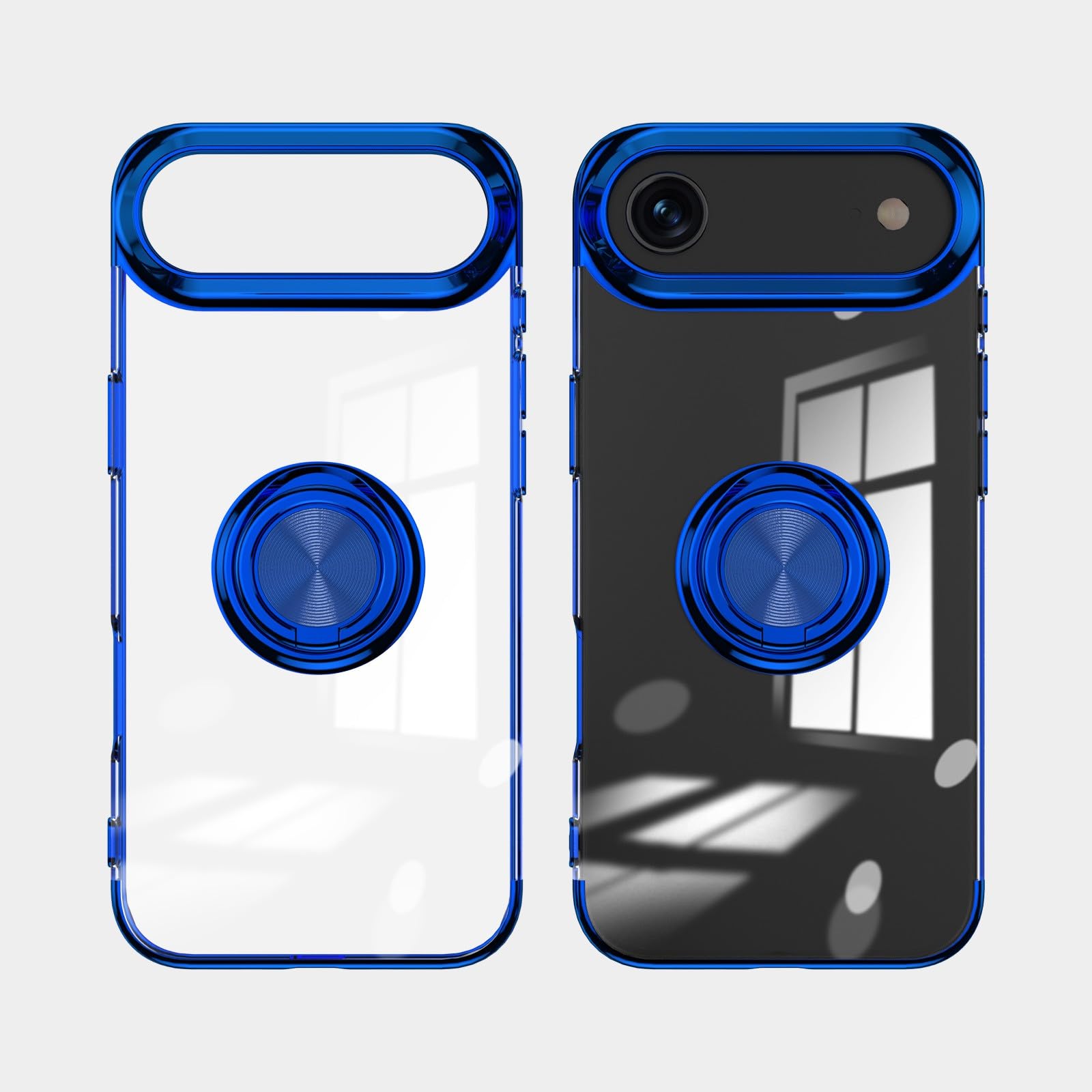 Coque iPhone 17 Pro Max bleu silicone rigide arrière aimantée transparente - 7