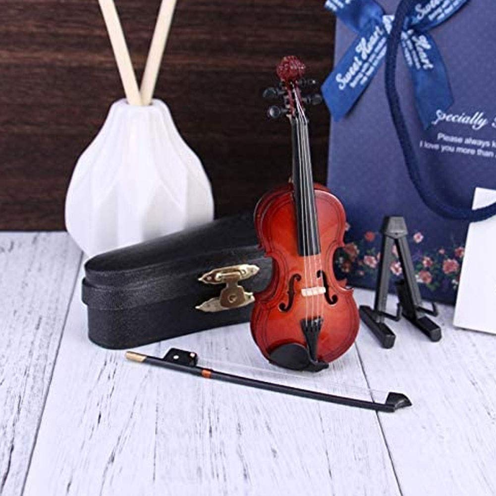 Violino Standard da Studente, per Principianti, Regali Violino Strumento Musicale Replica in Miniatura con Custodia, 8x3cm
