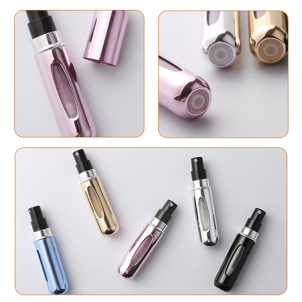 BESTAQUA 4 Pack 5ml Portable Mini Refillable Perfume Atomizer Spray Bottle Empty Easy to Fill Scent Aftershave Pump Case Travel Outgoing Purse Multicolor, Multicolour 4