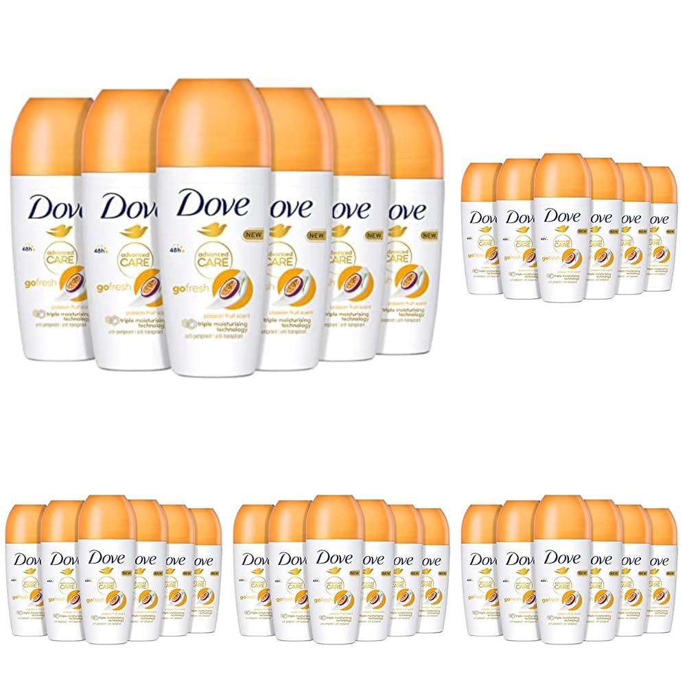 Dove Advanced Care Passion Fruit Antitranspirant-Deodorant Roll-On - Dreifache Feuchtigkeitswirkung, 48-Stunden-Schutz, Für Damen Und Herren, 6 x 50 ml