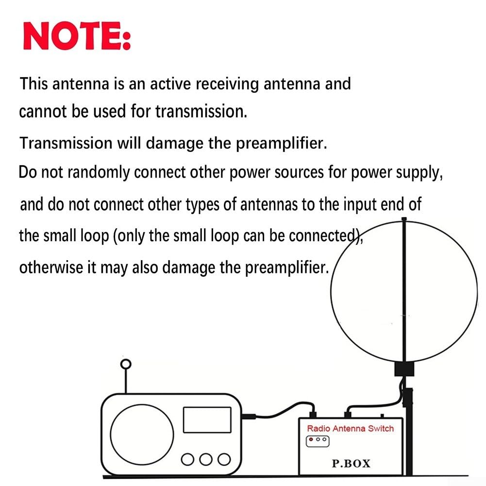K-180WLA Active Loop Antenne 0,1-180 MHz Récepteur Full Band pour AM SW pour FM VHF Faible Bruit Utilisation intérieure et extérieure Diamètre 55 cm
