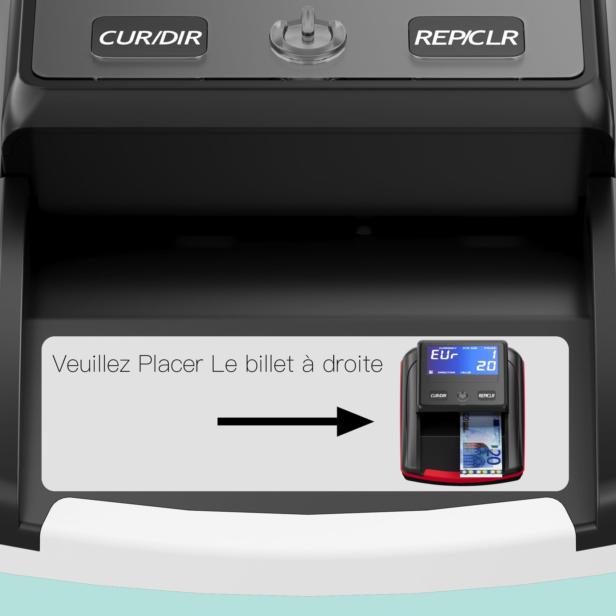 Detector de billetes falsos Euro automático con batería recargable