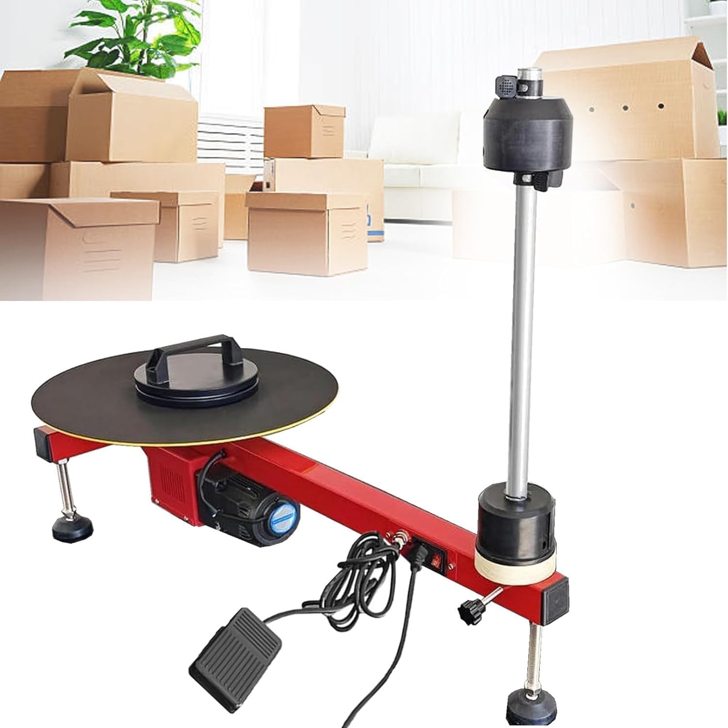 Elektrische Palettenverpackungsmaschine mit Doppelwelle und Drehteller für Industrieverpackungen
