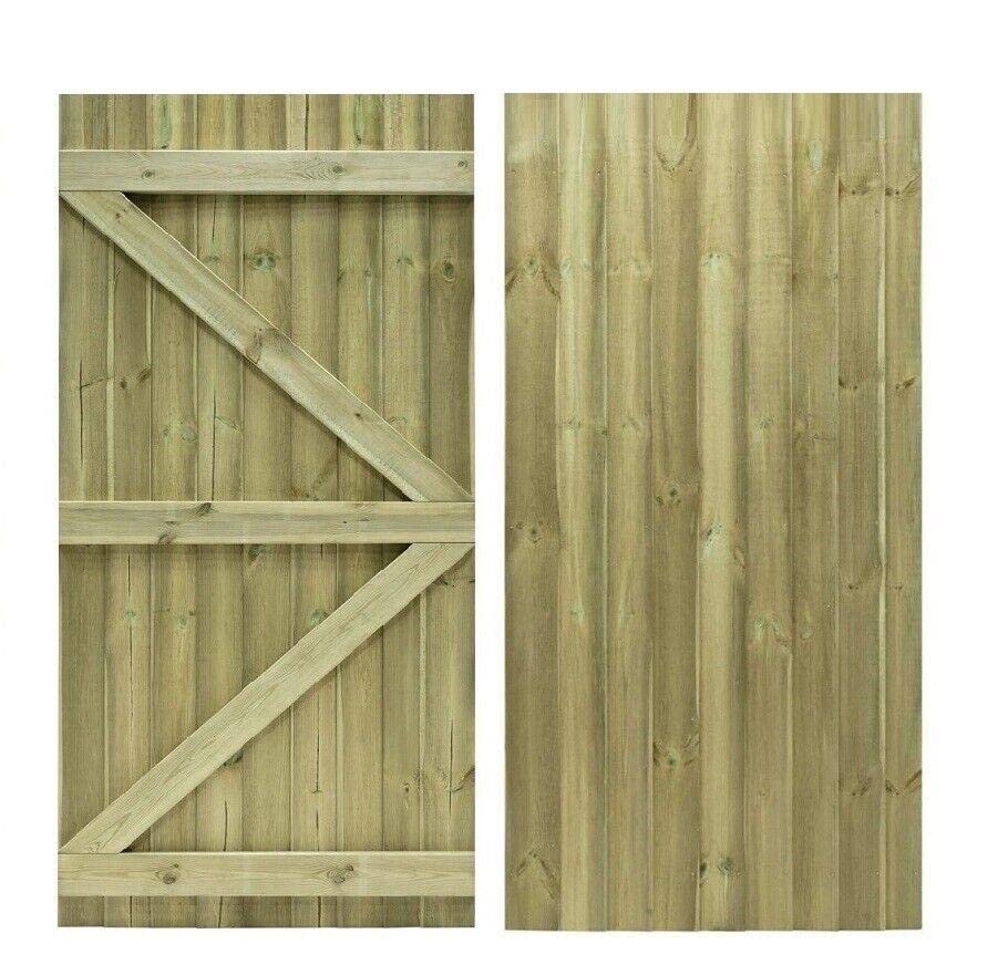 Buy PGS Bespoke Custom Made To Measure Timber Wooden Garden Gate/Feather Edge Flat Top(6ft Tall