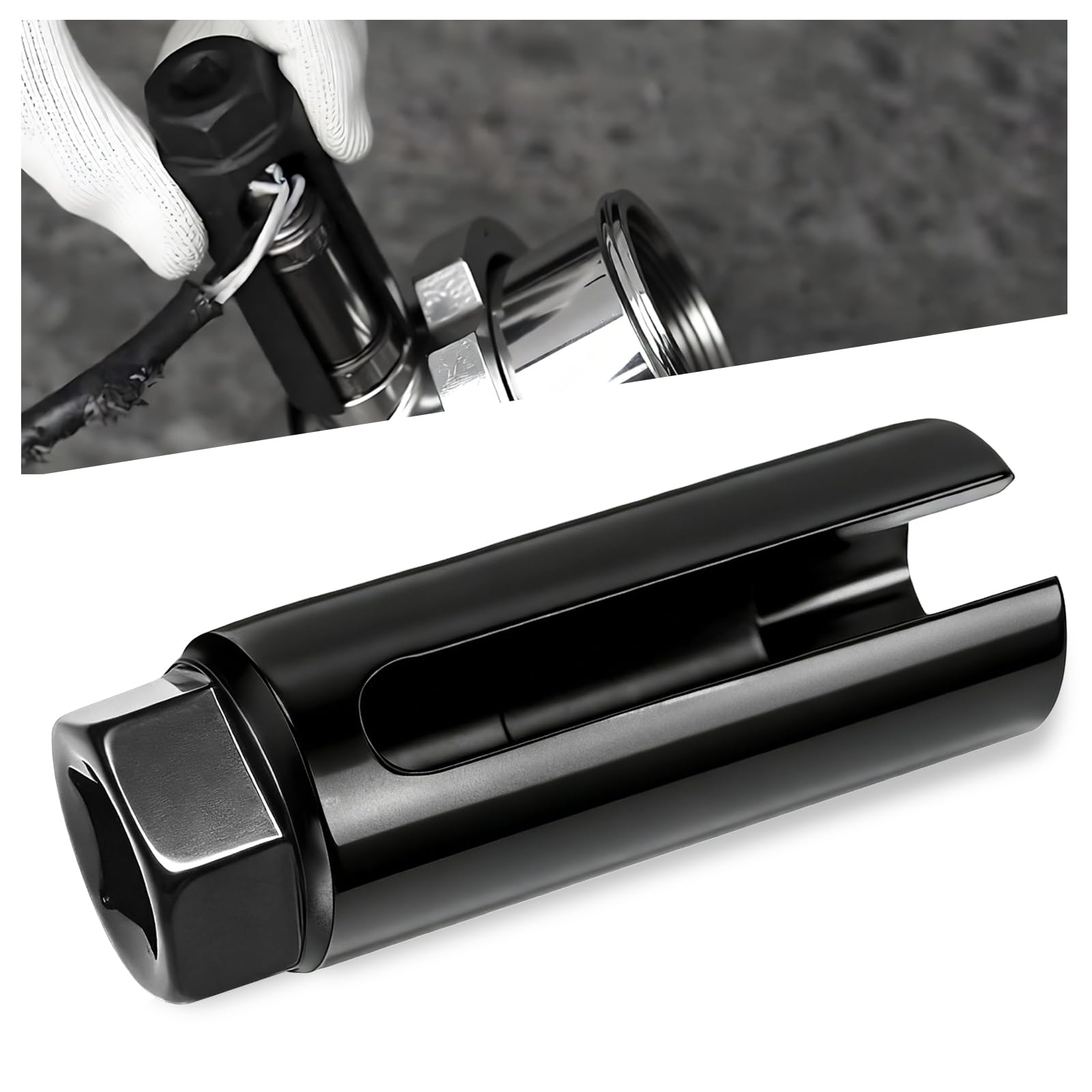 Oxygen Sensor Socket with Side Wire Cutout,1/2" Square Drive x 7/8" (22mm) Oxygen Sensor Wrench Removal Tool,Universal Car Oxygen Sensors Extender Tool for Preventing Damage to Wires Motorcycle Car
