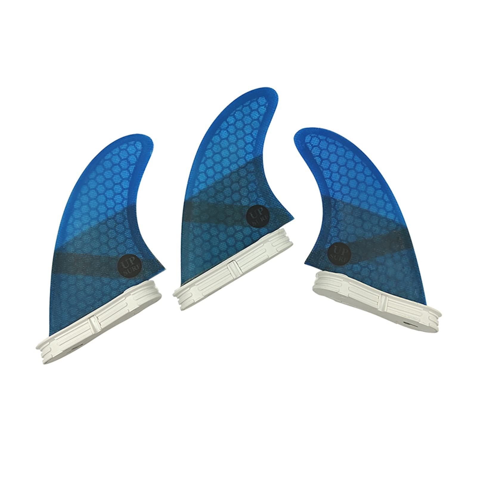 L Surf Fins 3pcs/Set 2 Honeycomb Surfboard Fin Kayak Paddle Thruster Tri Boat Accessories for Paddle Board(L Blue)