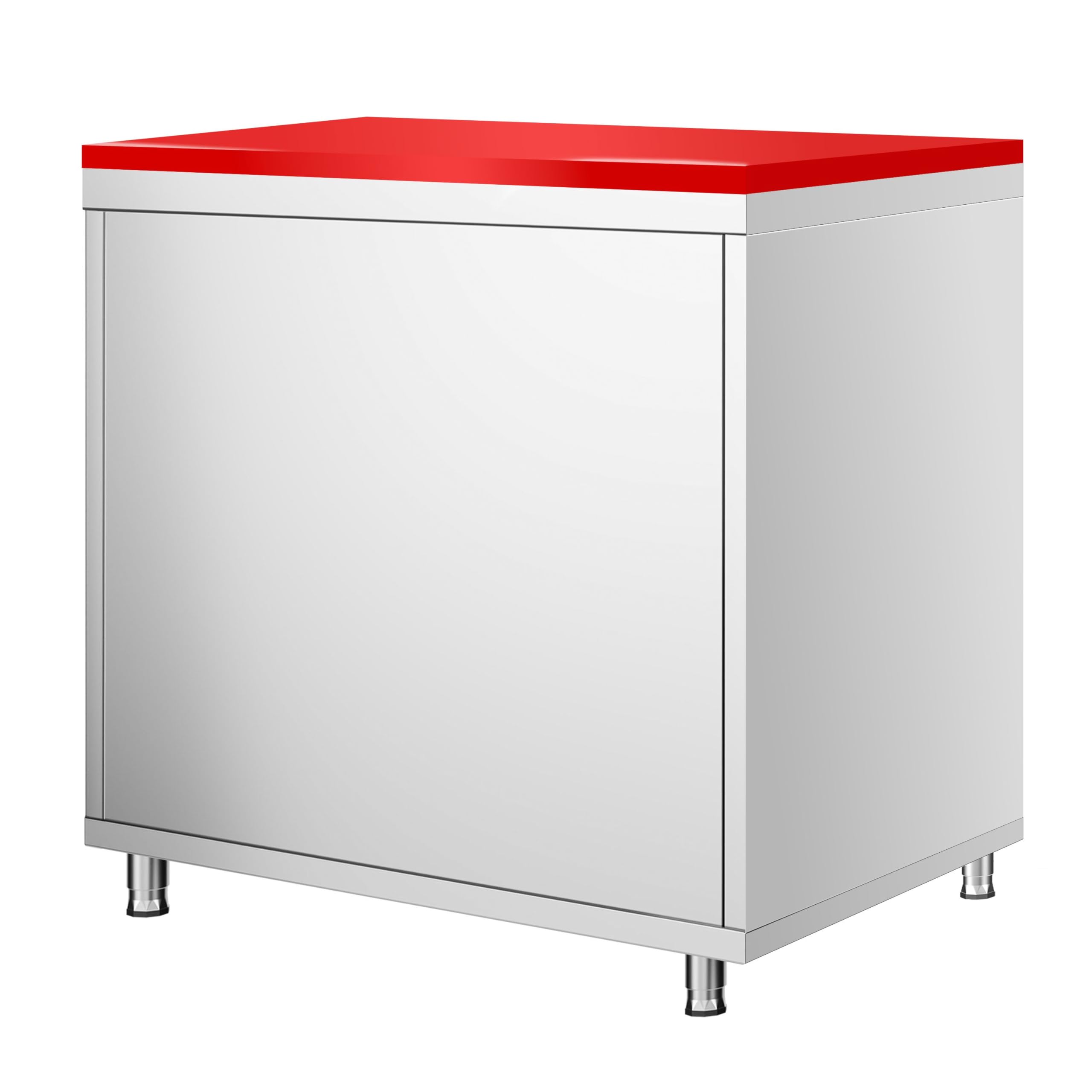 GGM Gastro | ASK86#FKPRT86 | Edelstahl Arbeitsschrank PREMIUM - 800x600mm - mit Flügeltür inkl. Schneideplatte Rot