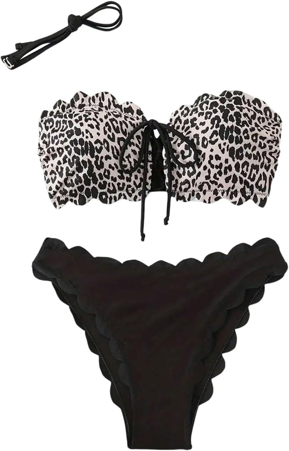 SOLY HUX Women's Leopard Bikini Bandeau Swimsuits Strapless Two Piece Bathing Suits Beachwear