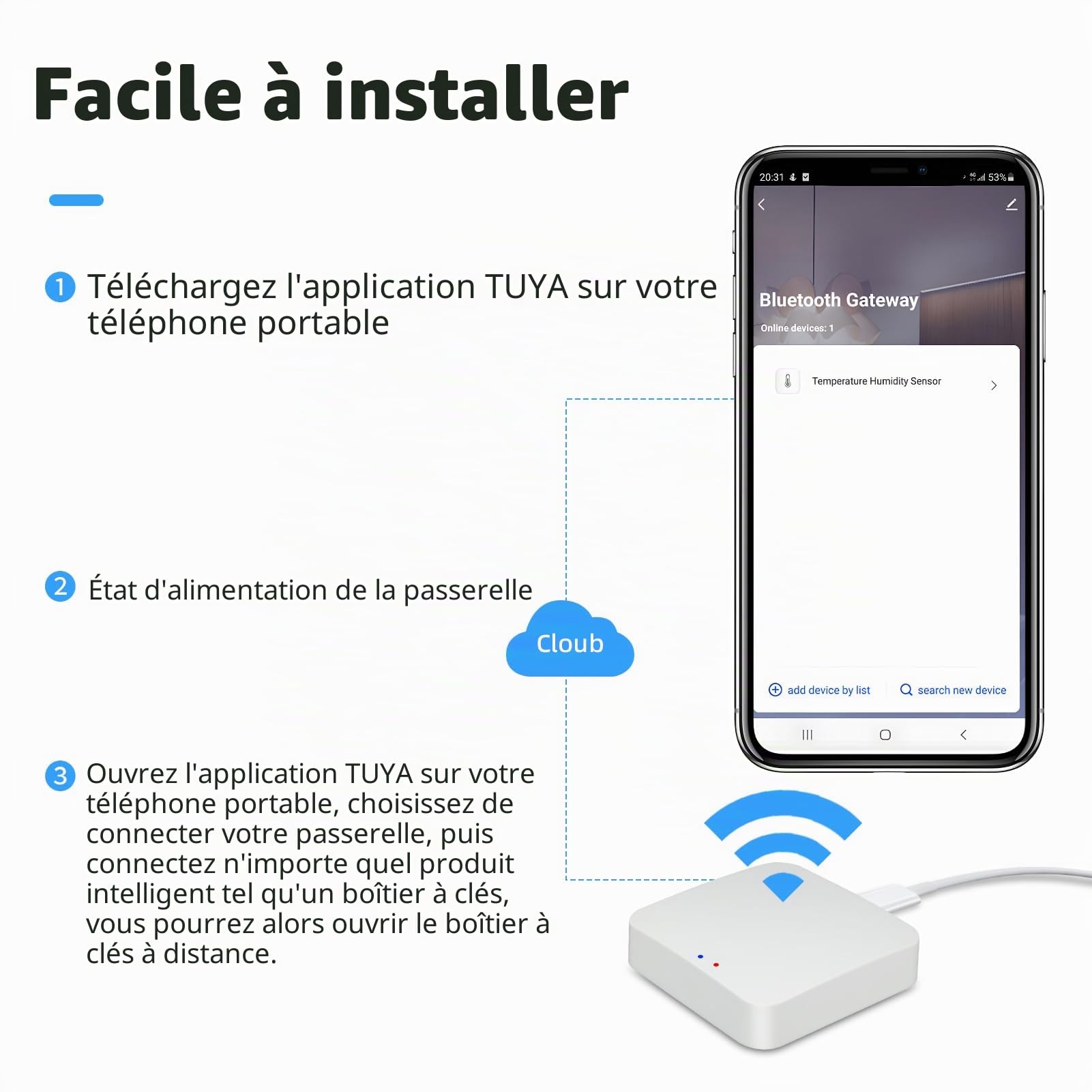 Passerelle Tuya, peut contrôler n'importe quel appareil intelligent Tuya pour le déverrouillage à distance, pour serrure de porte intelligente et boîte à clés
