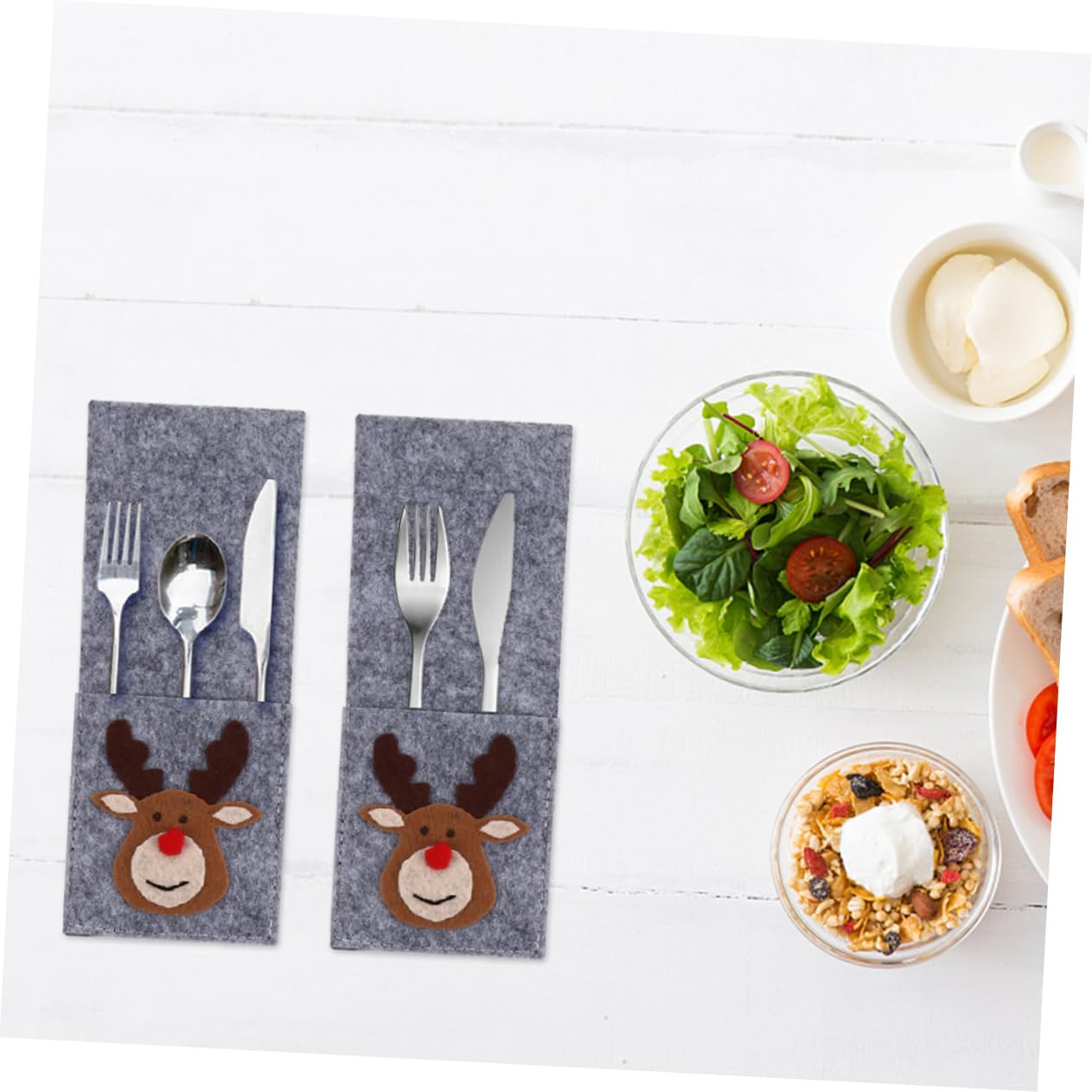 PRETYZOOM 4 Set Eleganti Portaposate Natalizie Decorazioni Da Tavola Per La Festa Di Natale Portautensili 8 Pezzi * 4