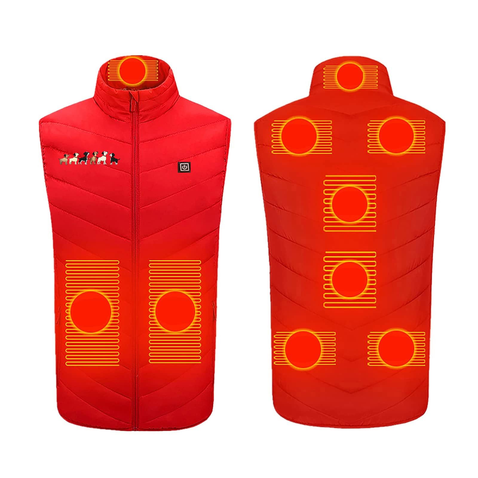Gilet Riscaldata per Uomo Donna Giacca Riscaldato Elettrico USB Cappotto con 9 Zone di Riscaldamento Giubbotto 3 Livelli di Temperatura Gilet Invernale Calda Piumino Taglie Forti Abbigliamento