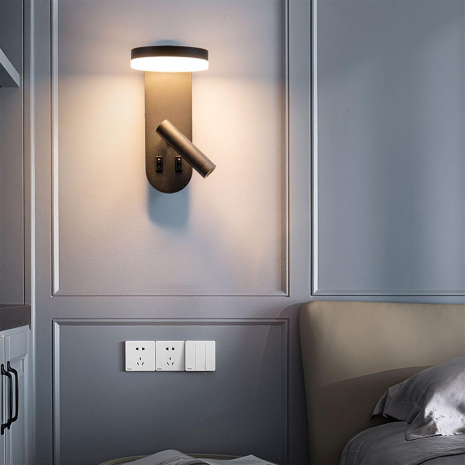 LED Solar Aplique de Pared Exterior Villa Lámpara de Pared con Mando a Distancia IP65 Impermeable Acrílico Iluminación 3000K/6500K para Balcón Patio Jardín Balcón (Luz Cálida,100cm)