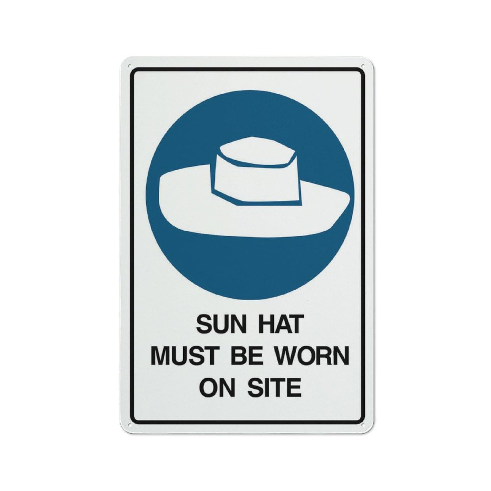 Sun Hat Must Be Worn On Site Sign, 8x12 Inch Rust-Free Aluminum with UV-Ink Printing, Durable & Weatherproof Outdoor Sign for Home
