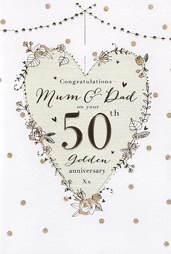 For A Special Mum & Dad On Your Golden 50th Wedding Anniversary Card icg - Champagne Design