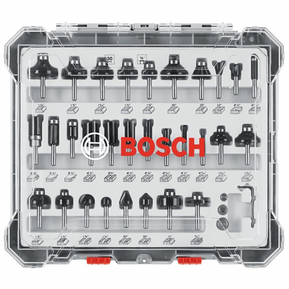 BOSCH RBS030MBS 30-częściowy (uniwersalne akcesoria) frez do drewna z węglikami spiekanymi, różne zestawy