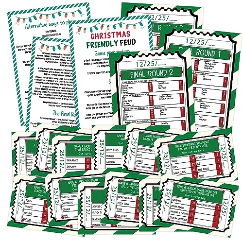 Christmas Party Games - Shower Game, Fall Winter & Christmas Friendly Feud, Family Feud Questions & Game for Adults, Games Cards & Party Decoration