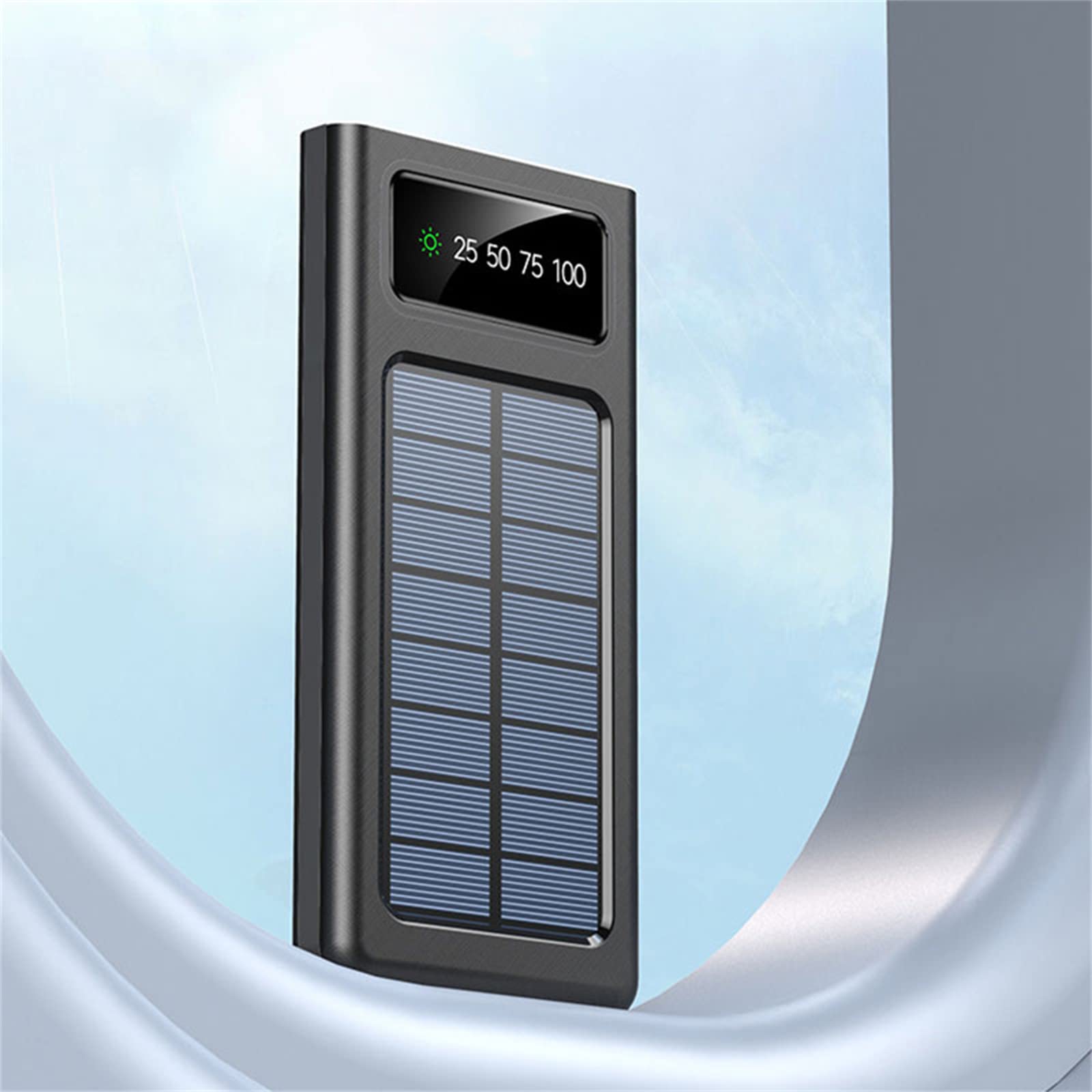 WFEI Power Bank Cargar Solar 30000mAh Teléfono de batería Externo portátil Paquete de Panel de células solares de células solares Powerbank,Negro