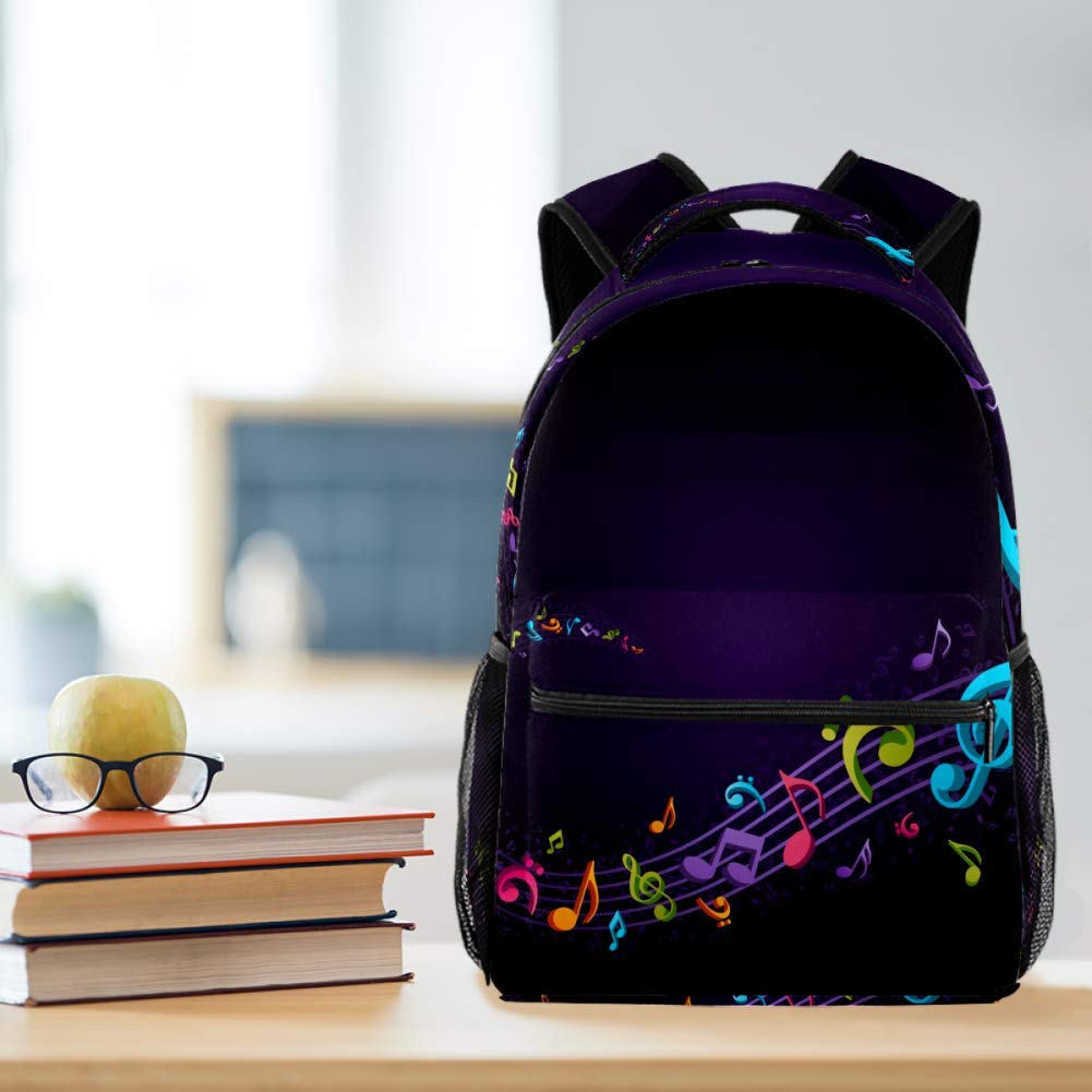 Lorvies Rucksack mit Musiknoten und Schulterriemen für Schule, Studenten, Reisetasche