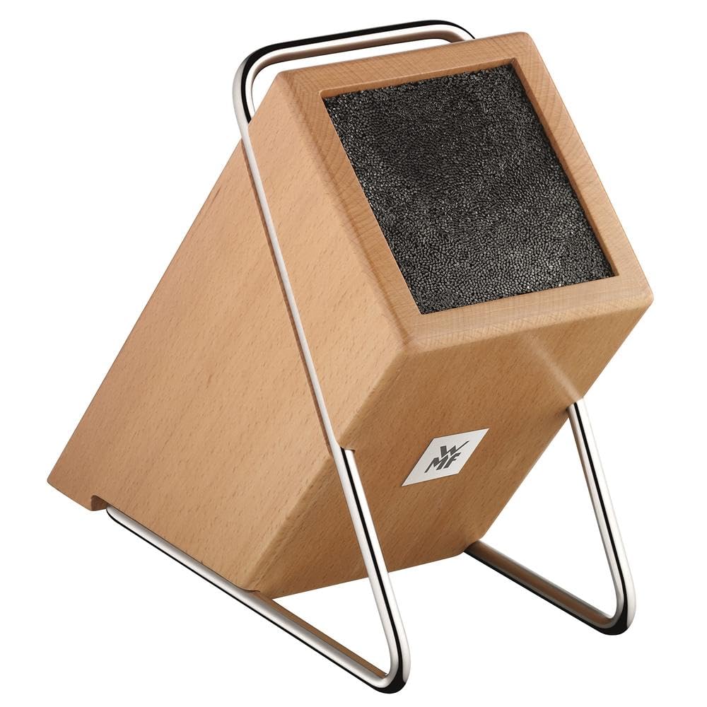 WMF Messerblock ohne Messer, unbestückt, Holz, Buchenholz, leer, für 5-6 Messer, mit Kunststoff-Bürsteneinsatz