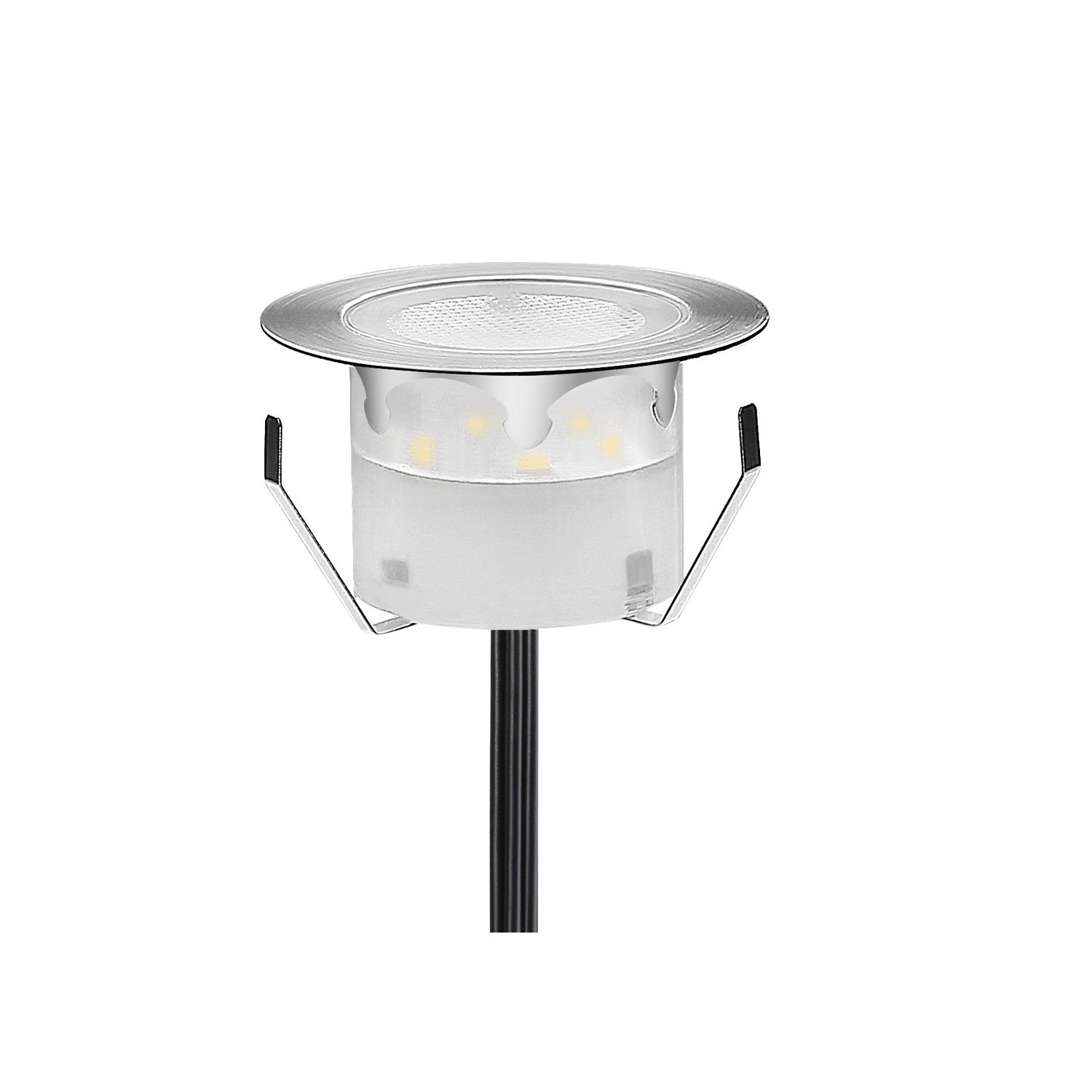 Led Deck Lights Blue Outdoor Waterproof Low Voltage Stainless Steel 1W Outdoor Yard Garden Decoration Lamps Landscape Pathway Patio Step Stairs LED In-ground Lights(Silver Border,1 Pack Blue 1pcs(Silver Border)