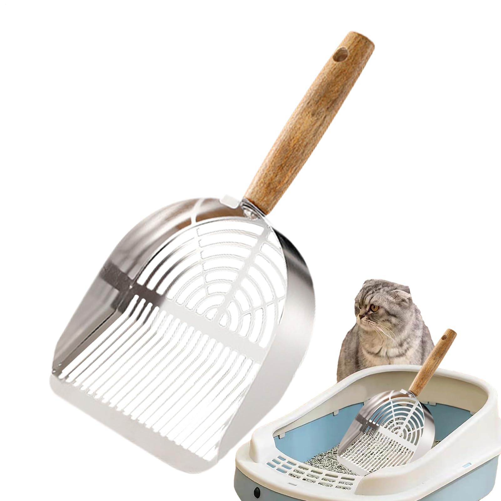 FDEFIRTFG Cat litter scoop, Stainless Steel Scraper, Robust Cleaning Tool for Home Use and Travel Optimal Hygiene(Stainless Steel Style)