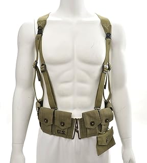 US WW2 M1923 Cartridge Belt with Suspenders & First Aid Kit LT. OD 1943 - World War Supply