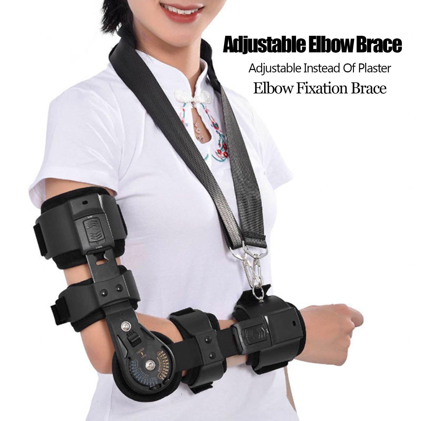 Codera Ajustable Bisagras ROM Correa Unisex, Soporte Férula Estabilizadora Después Cirugía Correa, Reparaciones Tendón Ligamento Brazo, Brazo Izquierdo Derecho Opcional,Left