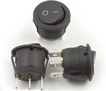 Rocker Switch 10pcs-30pcs Round Boat Switch 3 Feet Two Power Switch Unipolar Rocker Switch KCD1-201/3P Diameter 23MM Opening 20mm 6A 250V30pcs a Pack