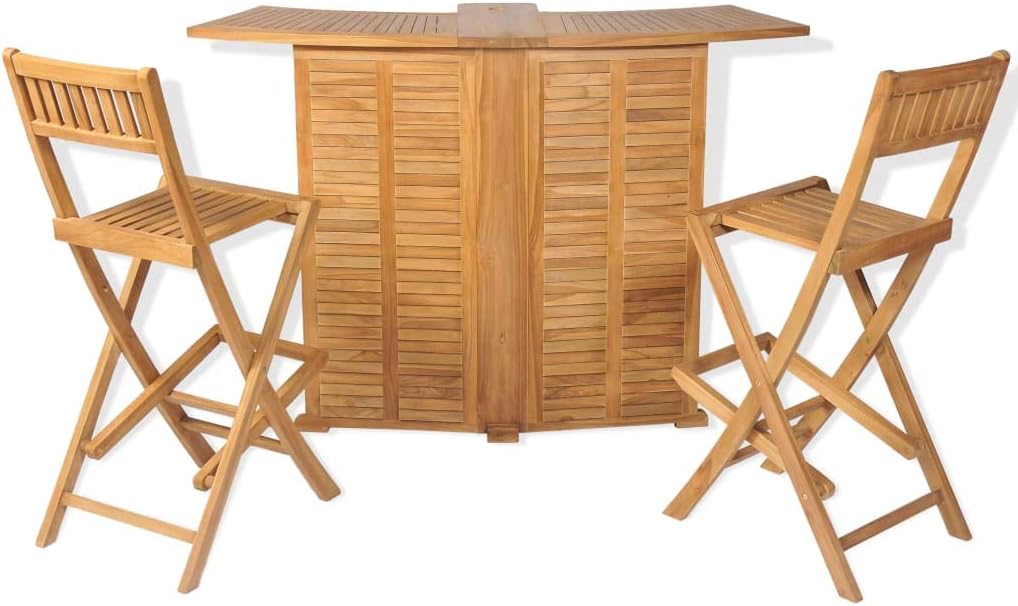 (Fast Shipments) Outdoor Patio Bistro SetTable Set,for PorchLawnGardenBackyardPool 3 Piece Set with Solid Teak Wood