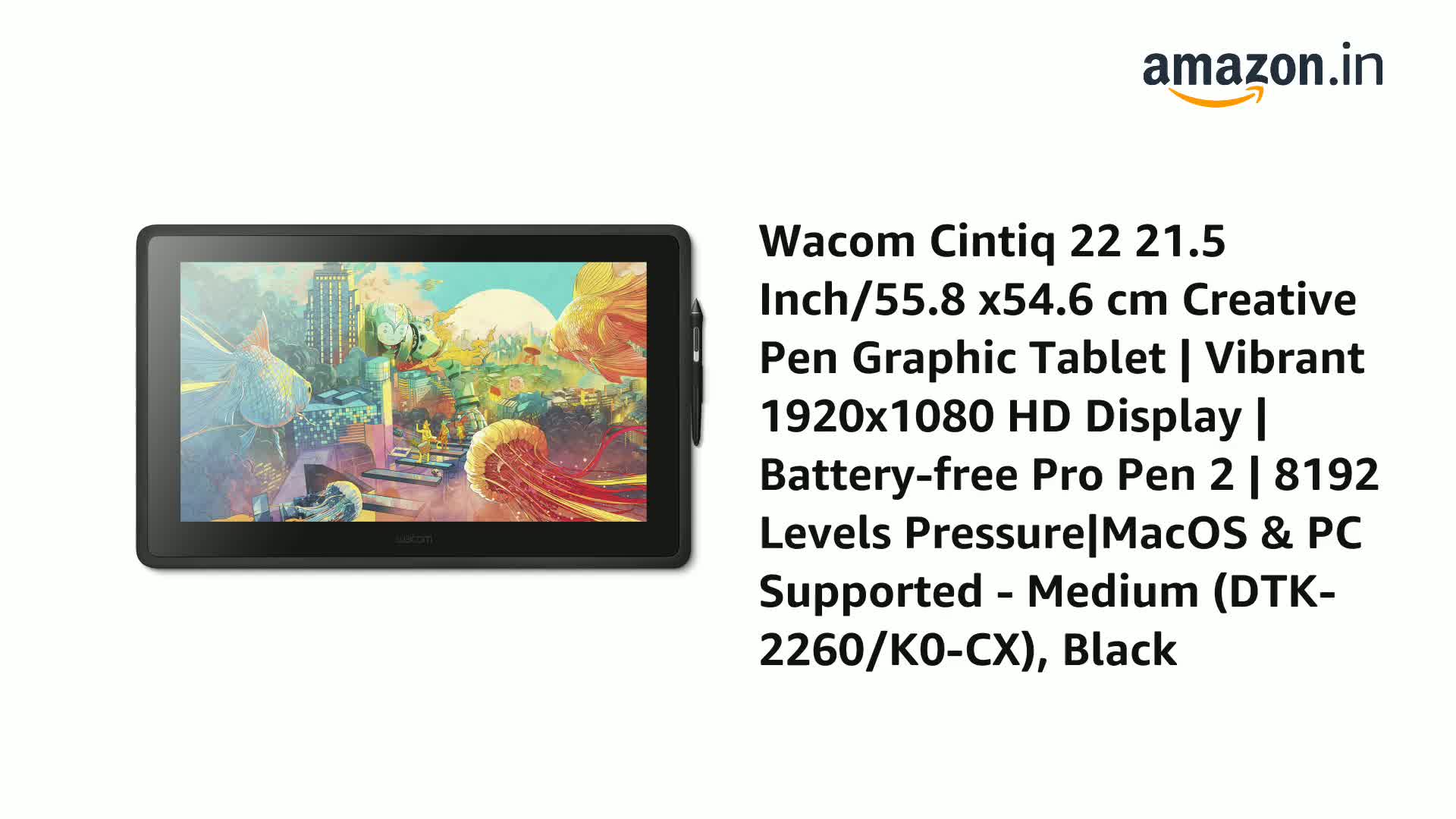 Wacom Cintiq 22 21.5 Inch/55.8 x54.6 cm Creative Pen Graphic