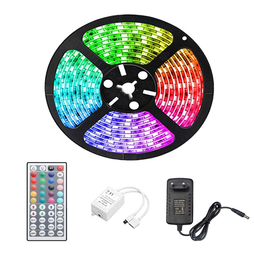 Striscia LED 5M, Luci Led Colorate Smart Phone Strisce LED Compatibile RGB SMD 5050 Musica Sync LED Strip Controllo App E 24/44 Tasti Telecomando RF Per Casa Cucina Festa TV Decorazione,44key,10M