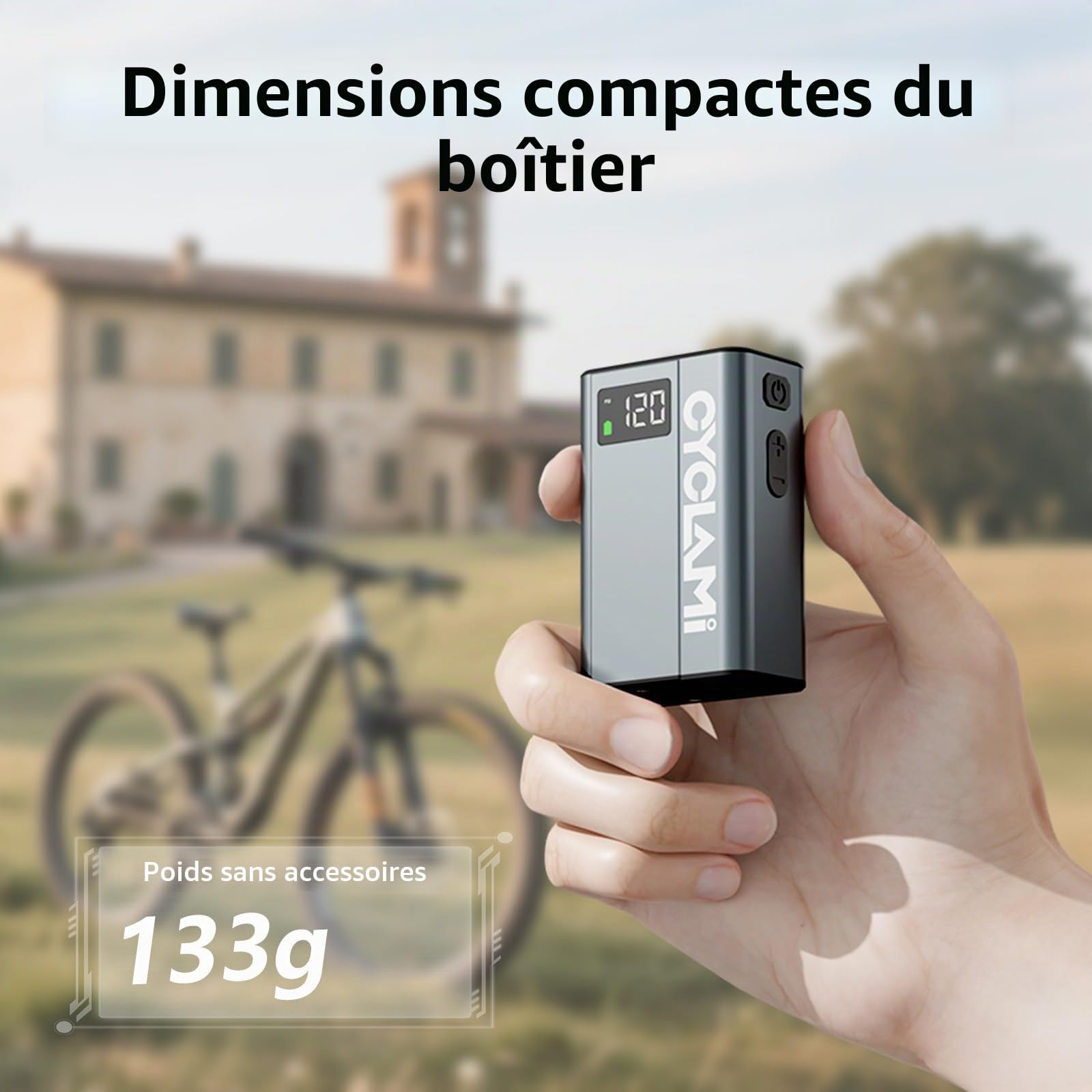 Pompe a Velo Electrique Mini Pompe Portable avec Manomètre Numérique Max 120 PSI arrêt Automatique Compatible Valve Schrader et Presta pour Vélos de Route VTT Ville et Électriques